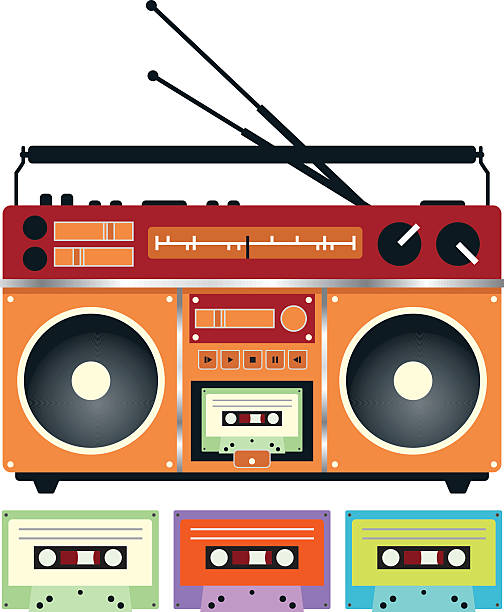 illustrations, cliparts, dessins animés et icônes de radio vintage ruban - personal cassette player
