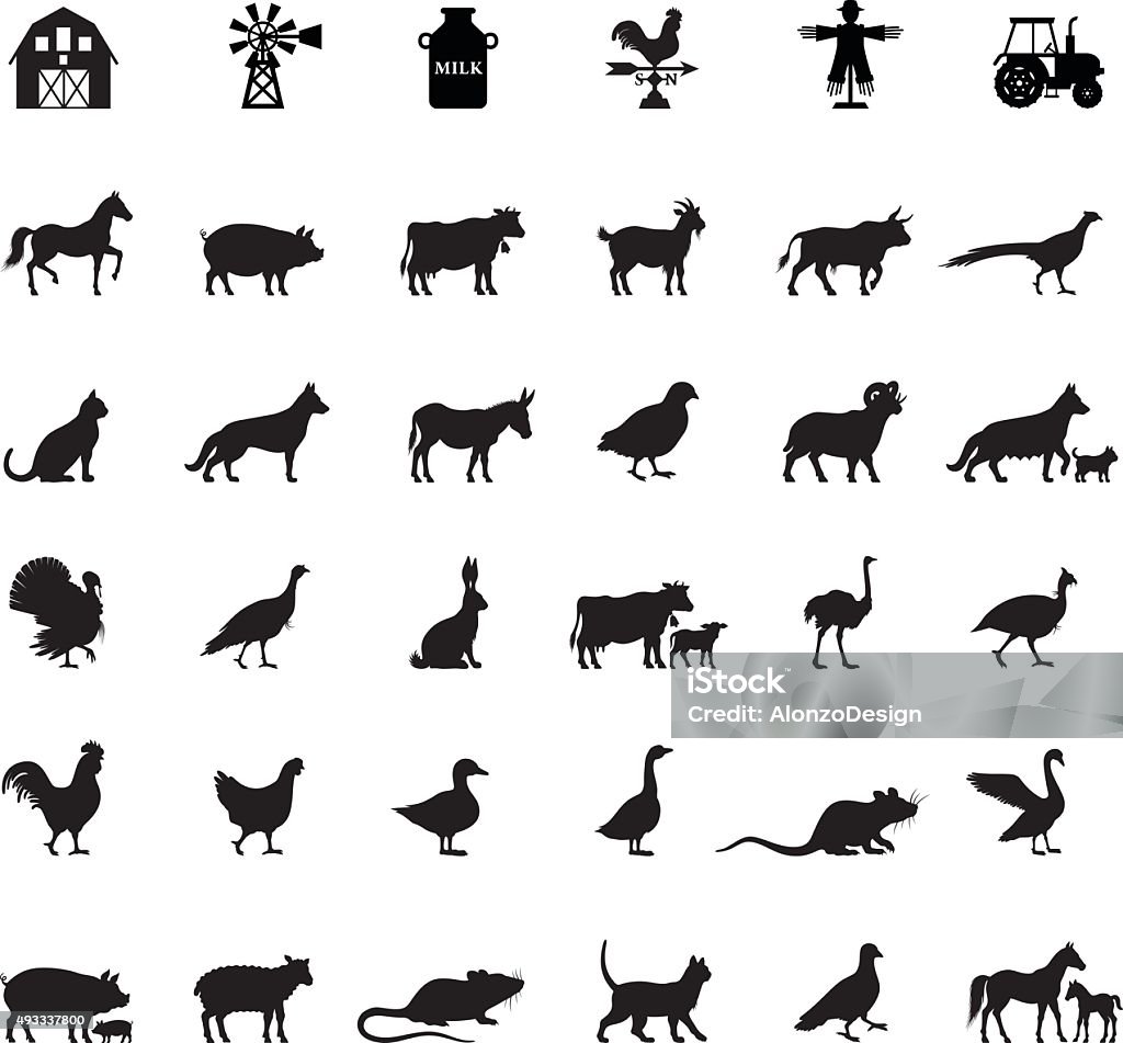 Farm And Domestic Animals Stock Illustration - Download Image Now - In  Silhouette, Animal, Animal Themes - iStock