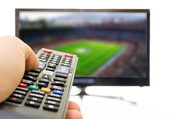Smart TV also enjoy football Smart TV also enjoy football cable tv stock pictures, royalty-free photos & images