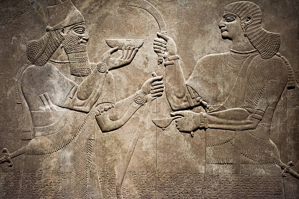 Ancient Babylonia and Assyria bas relief stock photo