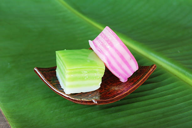 istock Thailand Desserts on banana leaf background 493340170