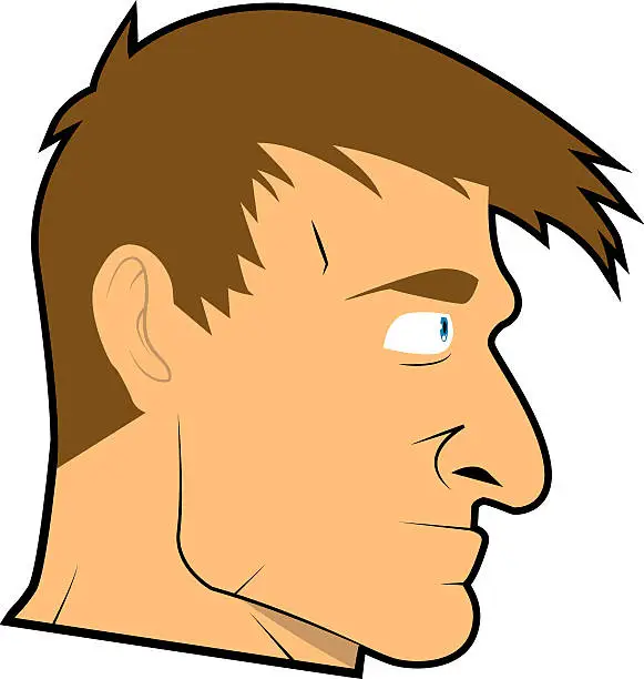 Vector illustration of Realistic Man Cartoon Face