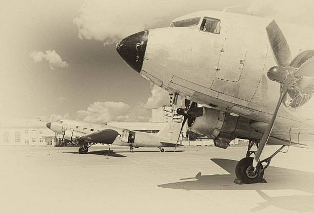 istock stylized old photo of two old aircraft 40s 493372048