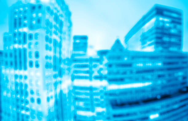 istock Blurred office at night, abstract business concept. 493372206