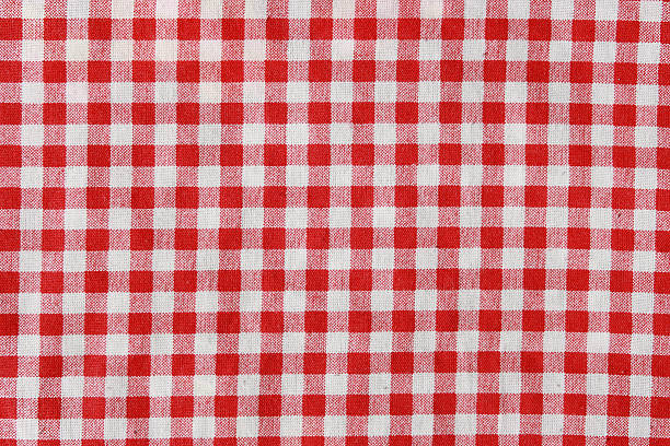 istock Texture of a red and white checkered picnic blanket. 493373497