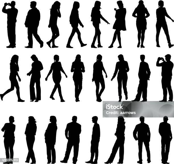 Black Silhouettes Mans And Womans Stock Illustration - Download Image Now - Cut Out, Vector, Activity