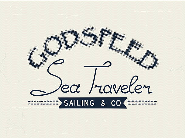 Retro lettering design Wishing lettering design - Godspeed sea traveler. Vector eps 8 godspeed stock illustrations