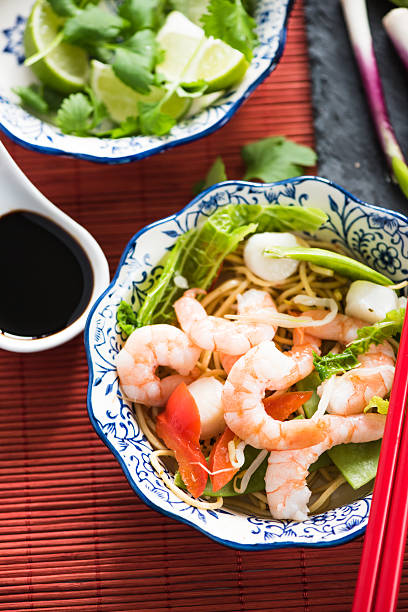 istock Sea food Chow Mein asian style dish 493375242