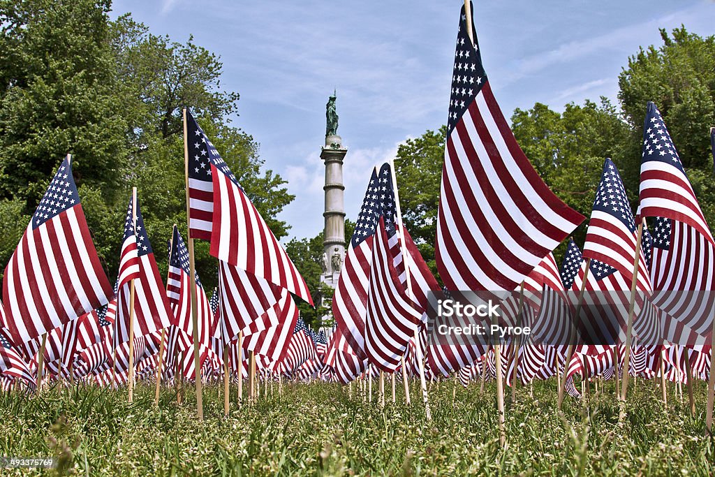 Memorial giorno di celebrazioni di Boston Commons - Foto stock royalty-free di Bandiera