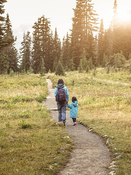 istock mother hiking with daughter at MT.Rainier 493377028