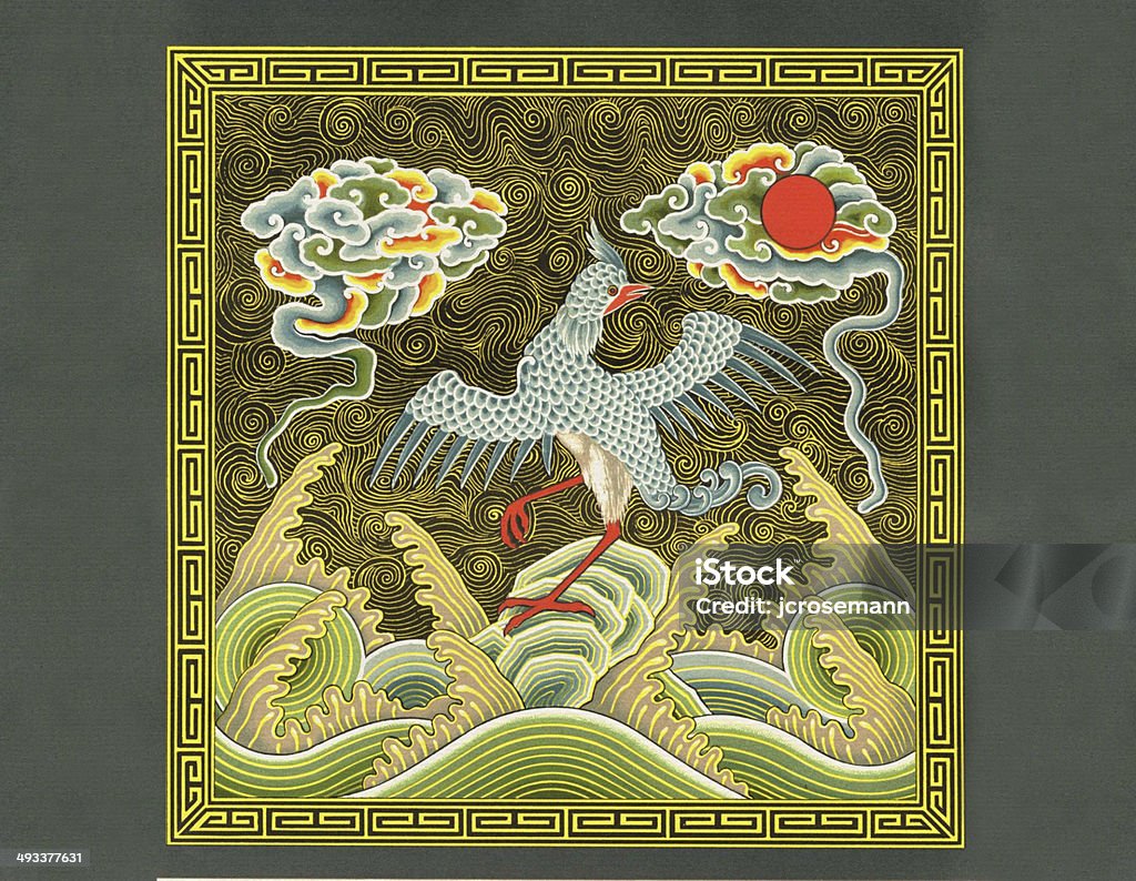 Old Chinese Painting Ornaments from "L'Ornement Polychrome"  First and Second Series published in 1873 by Albert Charles Auguste Racinet (1825-1893) a french designer, lithographer and art historian. Photographed and edited by J. C. Rosemann. Chinese Culture stock illustration