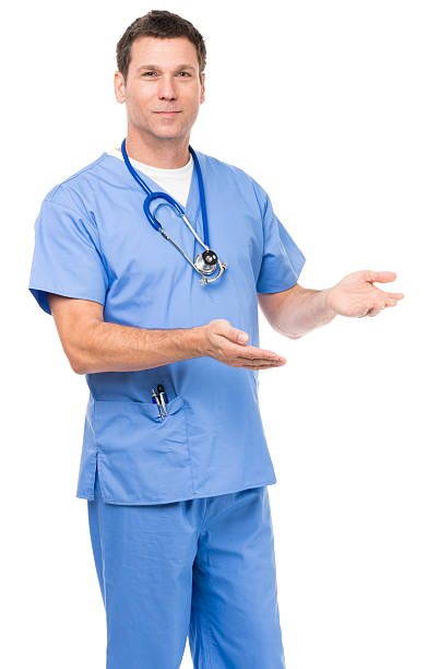 istock Doctor in scrubs on white 493378778