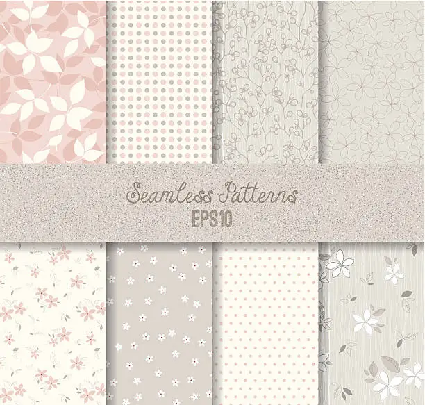 Vector illustration of Vector seamless pink and gray patterns