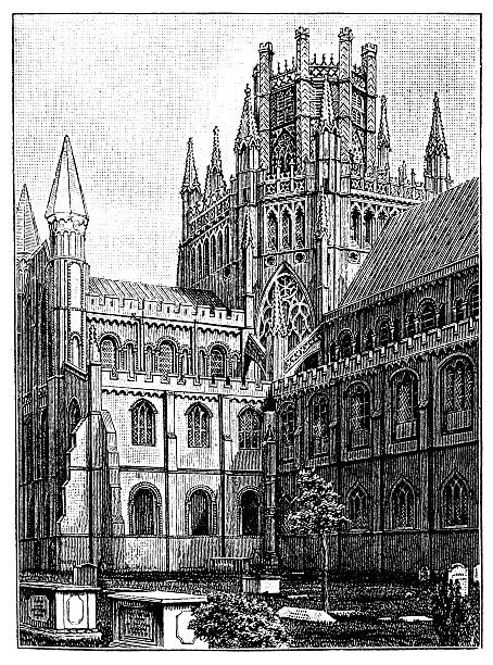 Antique illustration of Ely Cathedral Antique illustration of Ely Cathedral ely england stock illustrations