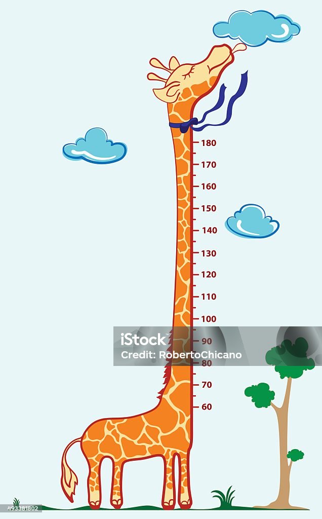 Kids height scale Kids height scale in giraffe vector illustration Child stock vector