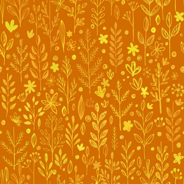 Seamless pattern, doodling fall grass design. Vector illustration Seamless pattern, doodling fall grass design. Vector illustration EPS 10 tree repetition single flower flower stock illustrations