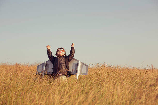 istock Young Child wearing Jetpack is Taking Off 493386612