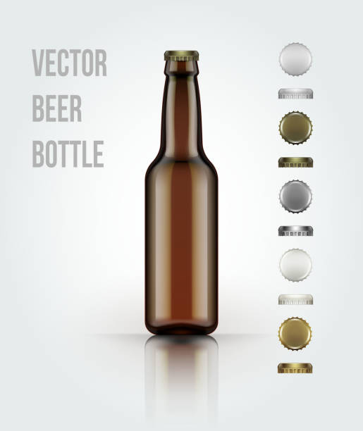 пустой стакан пива бутылка для нового проекта. векторная иллюстрация - beer bottle beer bottle bottle cap stock illustrations