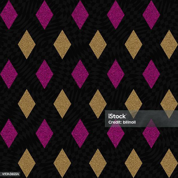 Geometric Diamond Glitter Design On Black Paper Stock Photo - Download Image Now - Fashion, Old-fashioned, Retro Style
