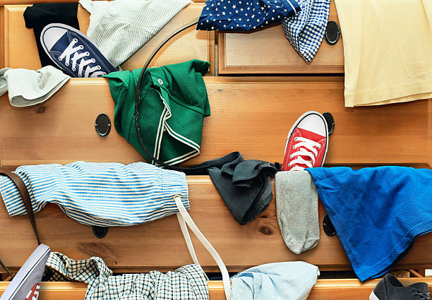 Scattered clothes stock photo