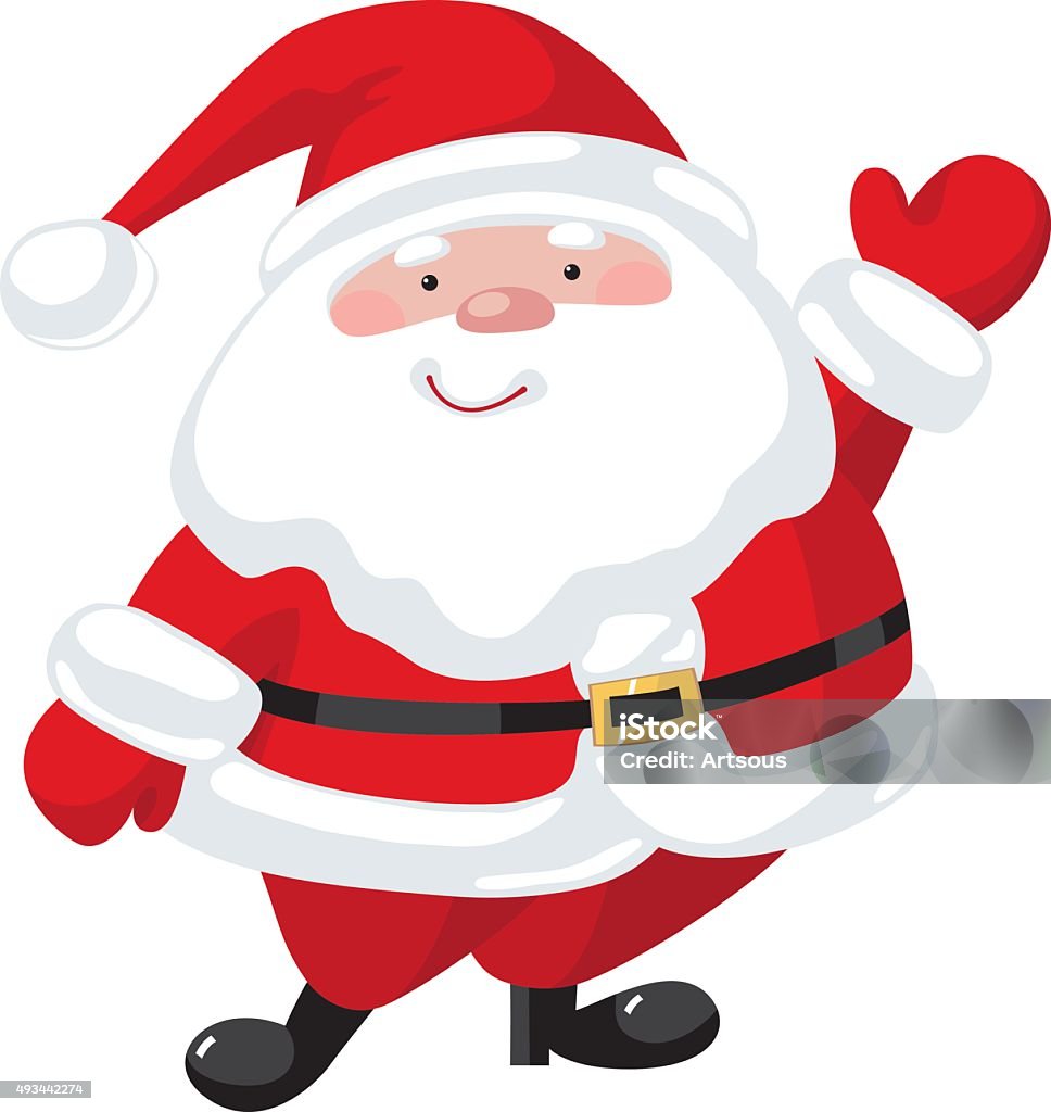 Cartoon Santa Claus Santa Claus with a raised right hand. Cartoon character Santa Claus stock vector