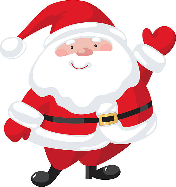 Cartoon Santa Claus Santa Claus with a raised right hand. Cartoon character santa claus illustrations stock illustrations