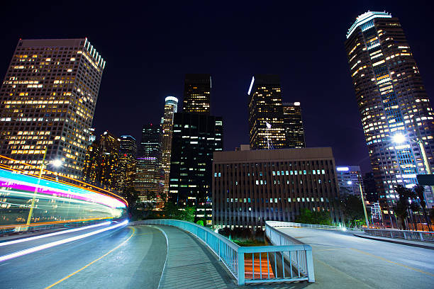 istock Downtown LA night Los Angeles sunset skyline California 493443477