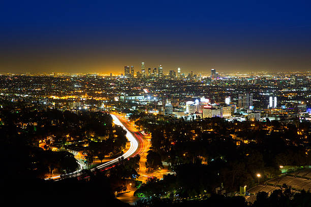 istock Downtown LA night Los Angeles sunset skyline California 493443495