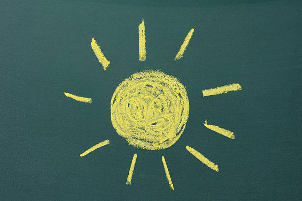 Set of six different variations of hand drawing sun.