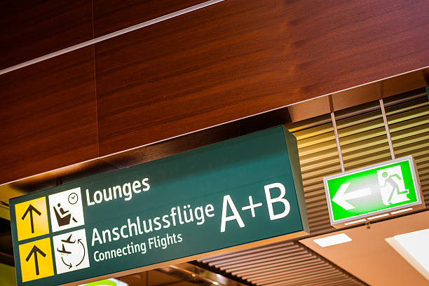 istock Flight connection sign on the airport 493444209