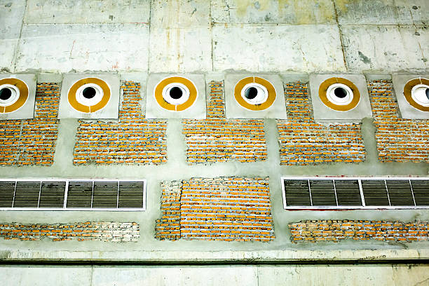 air duct and air grill in the warehouse stock photo