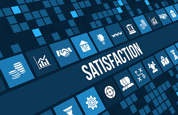istock satisfaction concept image with business icons and copyspace. 493444528
