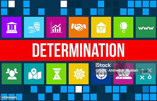 Determination Concept Image With Business Icons And Copyspace Stock Photo - Download Image Now