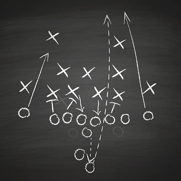 football tactic on board vector image of a football tactic on blackboard. Transparency effects used. messing about stock illustrations