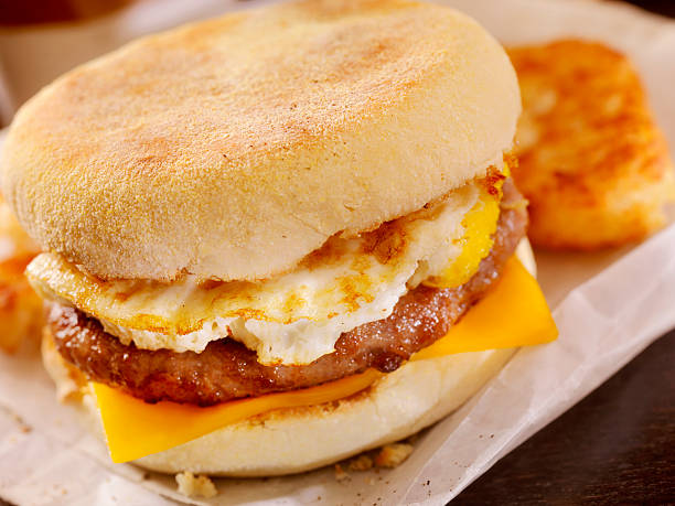 istock Sausage and Egg Breakfast Sandwich at your Desk 493445242