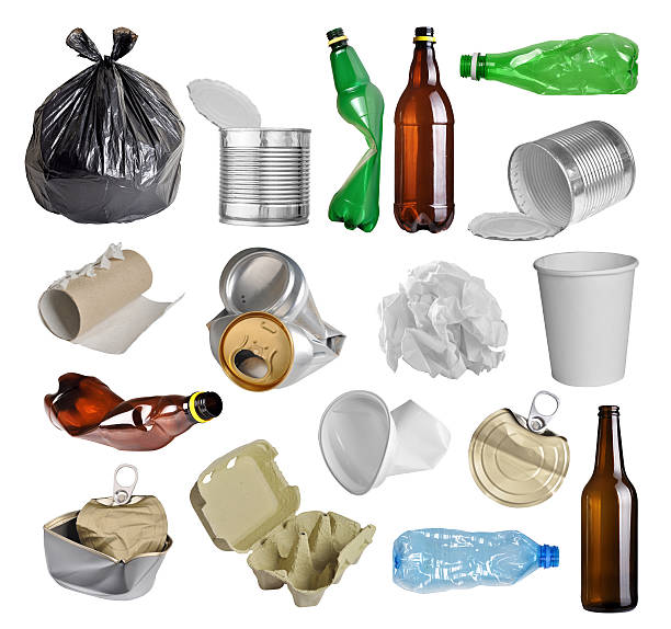 trash for recycling Samples of trash for recycling isolated on white background beer bottle photos stock pictures, royalty-free photos & images