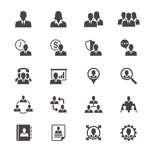 бизнес плоский иконки - business people stock illustrations