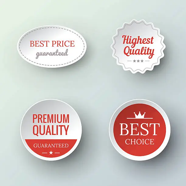 Vector illustration of paper Premium Quality and Guarantee Labels