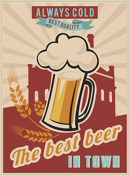 Vintage Beer Poster vector art illustration