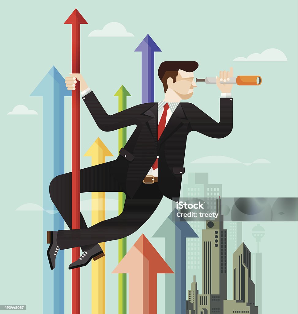 Business vision concept vector Business Vision concept Businessman looking to the view with telescope. Looking to the future Adult stock vector