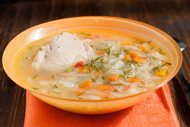 istock Soup of chicken breasts with vegetables  . 493448985
