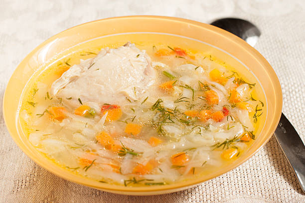 istock Soup of chicken breasts with vegetables  . 493449117