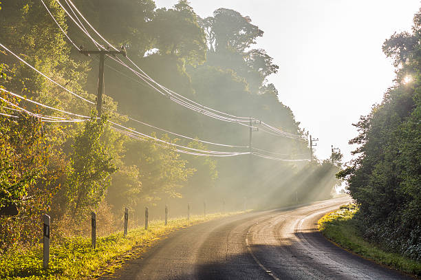Sunrise on urban road