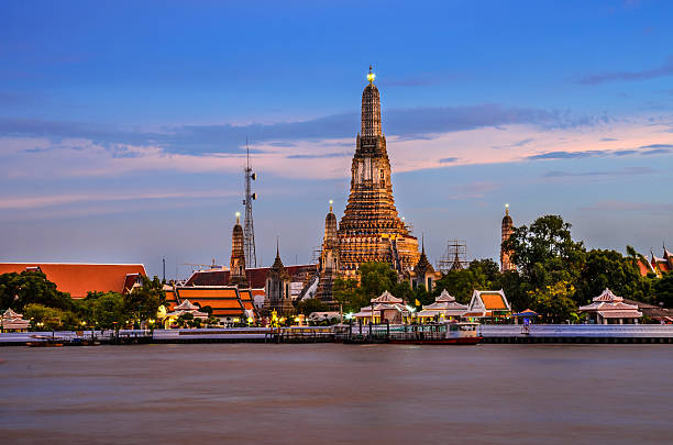 Temple,Thailand Wat Arun, sunset, beautiful. stock photo