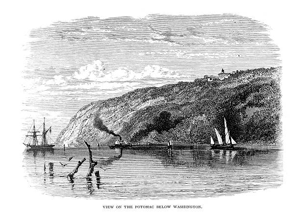 보려면 아래 워싱턴 포토맥 - illustration and painting west virginia engraving engraved image stock illustrations