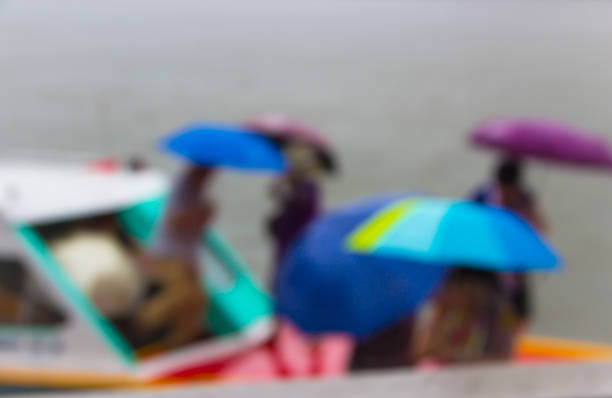 Abstract blur tourists getting out from the ferry.