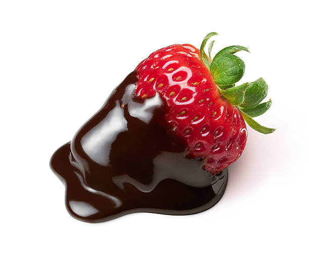 strawberry with chocolate dipped strawberry with chocolate dipping isolated on white chocolate covered strawberries stock pictures, royalty-free photos & images