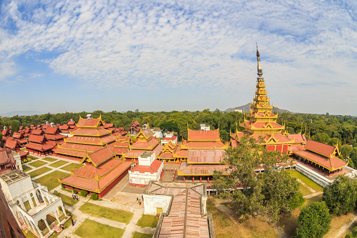 Mandalay royal palace, Myanmar birdeye view fisheye lens