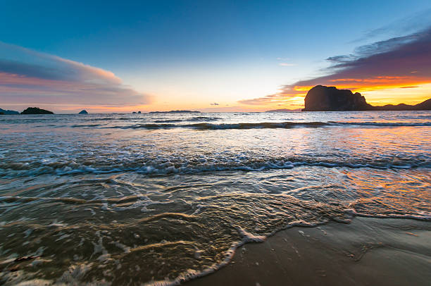 istock Beautiful tropical sand beach against the sunset  sky. 493478952