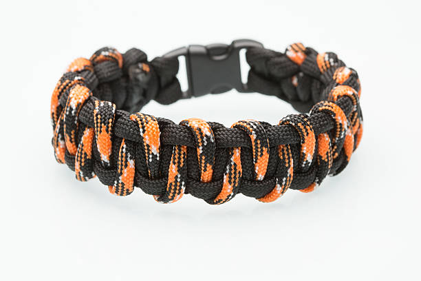 istock black and orange braided bracelet on white background 493481792